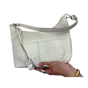 Y2K LAUREN RALPH LAUREN white crocodile leather small shoulder bag